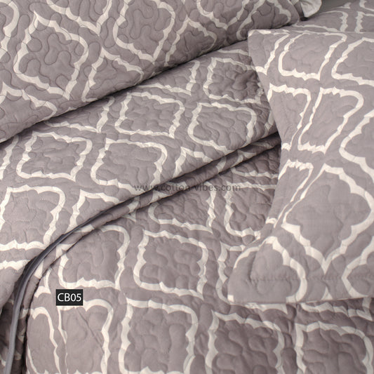 Quilted Printed Summer Cotton Coverlet with Pillowcases – CB05
