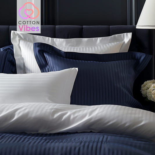 Cotton Stripe Hotel Style Bedsheet Set – Navy