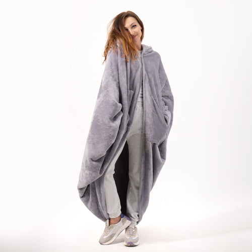 Wearable Hoodie Blanket – One Size Unisex – Grey