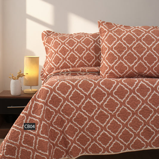 Quilted Printed Summer Cotton Coverlet with Pillowcases – CB04