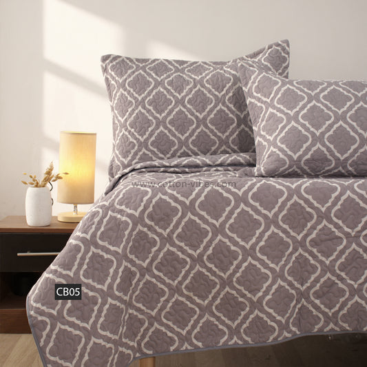 Quilted Printed Summer Cotton Coverlet with Pillowcases – CB05