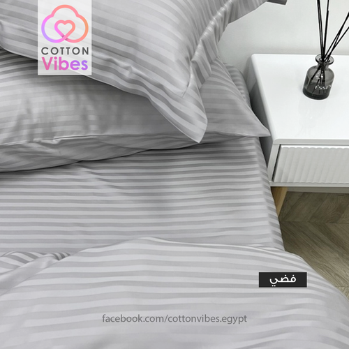 Striped Duvet Cover Set – 100% Cotton Hotel Style Bedding – Grey