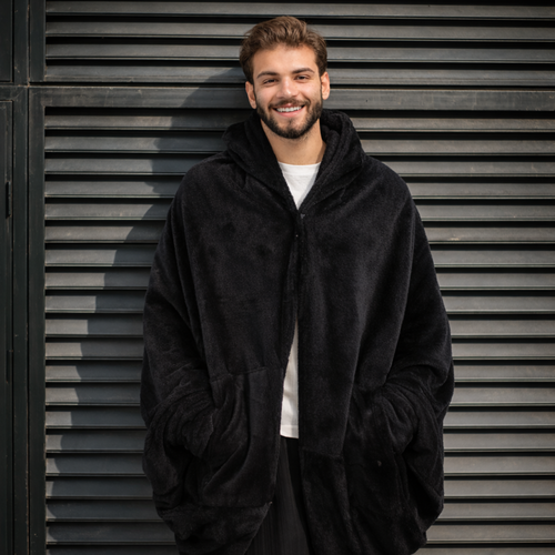 Wearable Hoodie Blanket – One Size Unisex – Black