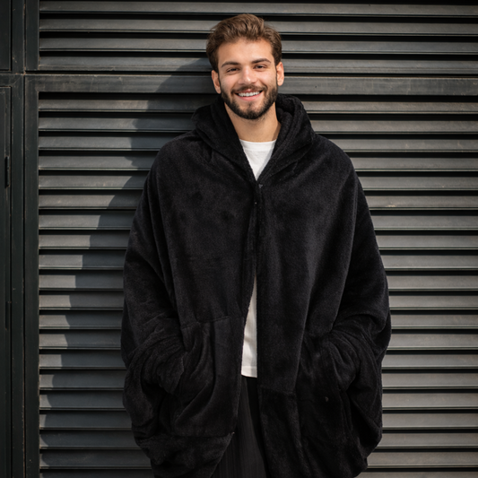 Wearable Hoodie Blanket – One Size Unisex – Black