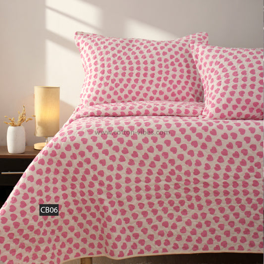 Quilted Printed Summer Cotton Coverlet with Pillowcases – CB06