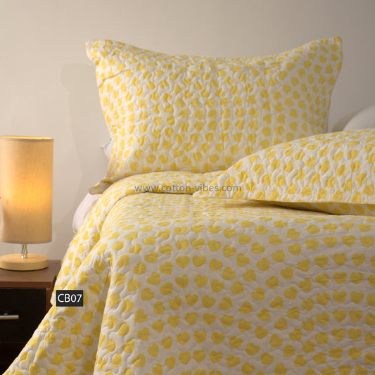 Quilted Printed Summer Cotton Coverlet with Pillowcases – CB07