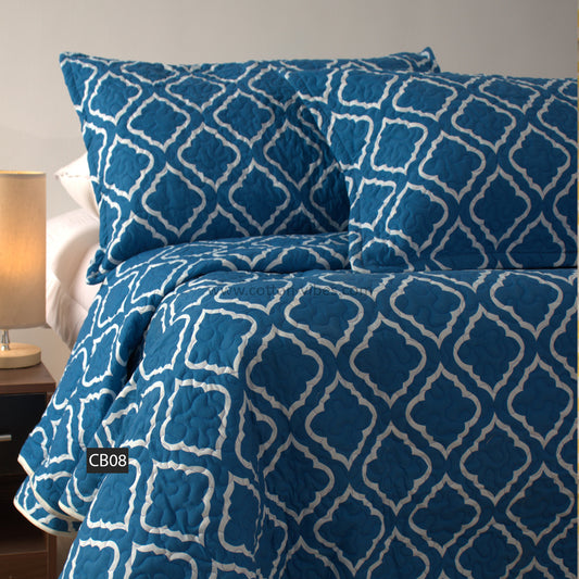Quilted Printed Summer Cotton Coverlet with Pillowcases – CB08