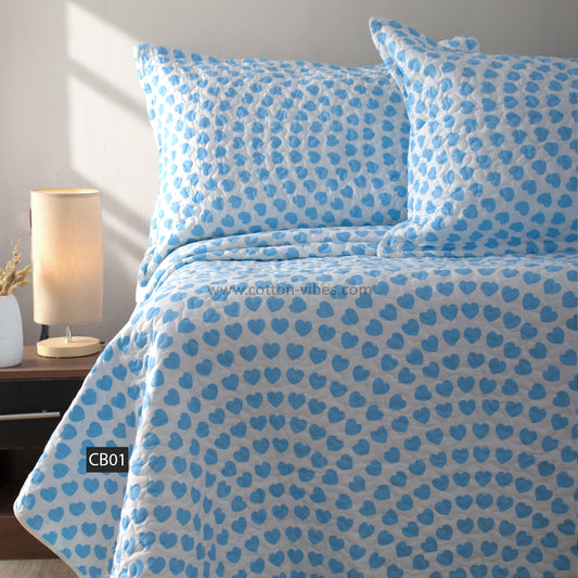 Quilted Printed Summer Cotton Coverlet with Pillowcases – CB01