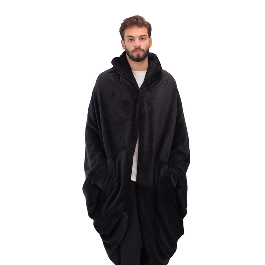 Wearable Hoodie Blanket – One Size Unisex – Black