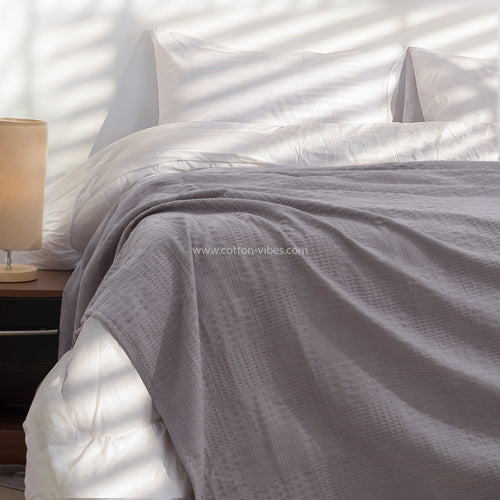 100% Egyptian Cotton Pique Coverlet - Grey