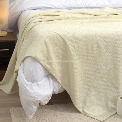 100% Egyptian Cotton Pique Coverlet - OffWhite